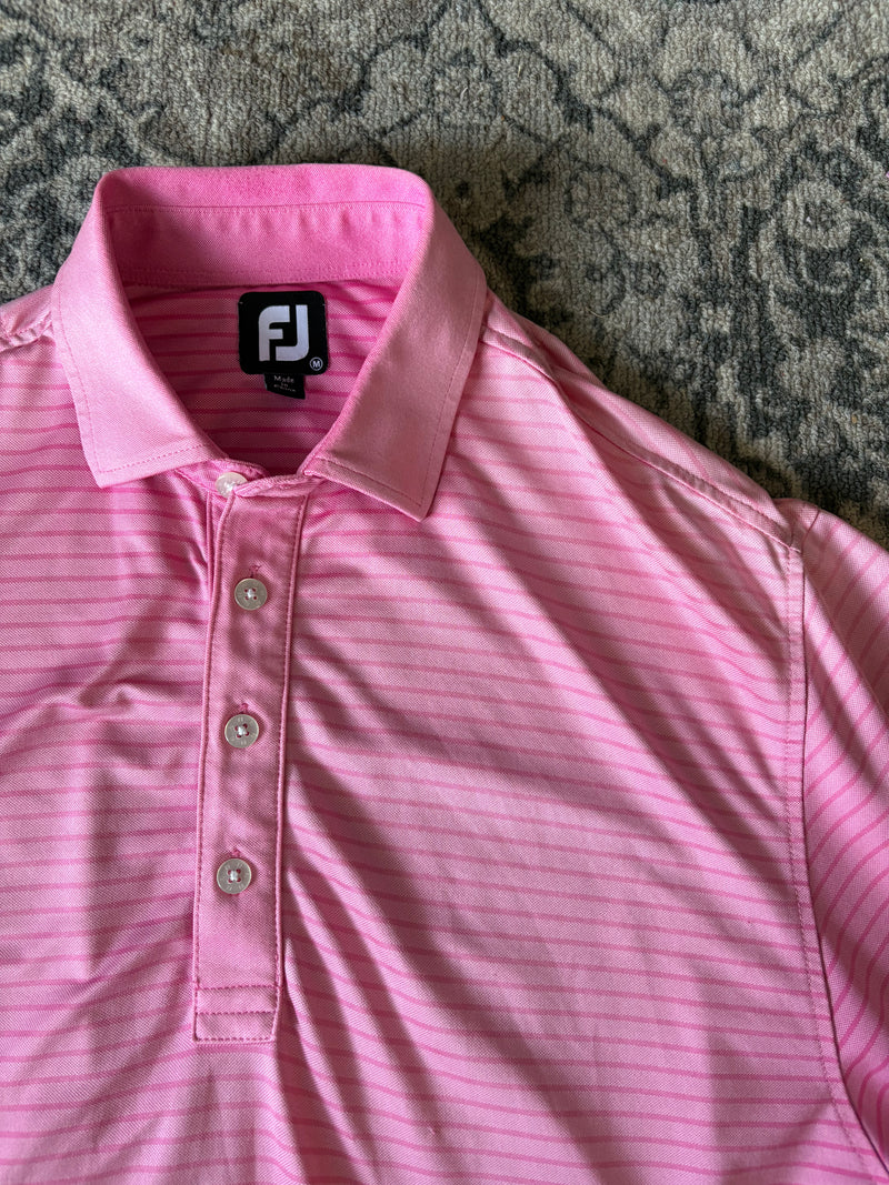 FootJoy Pink Stripe Performance Polo - Men's Medium