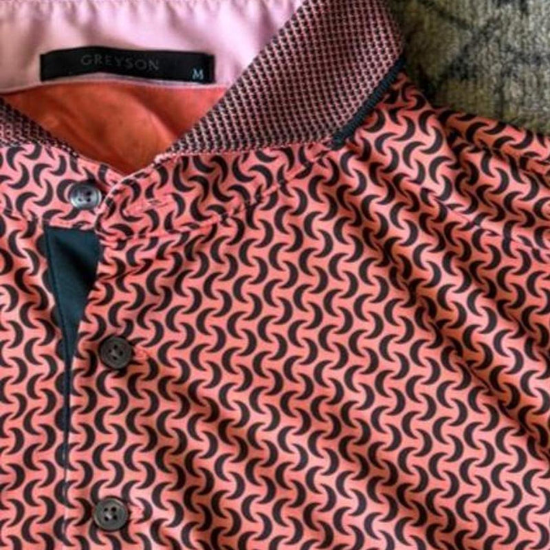 Greyson Golf Polo — Pink & Orange Geometric Print