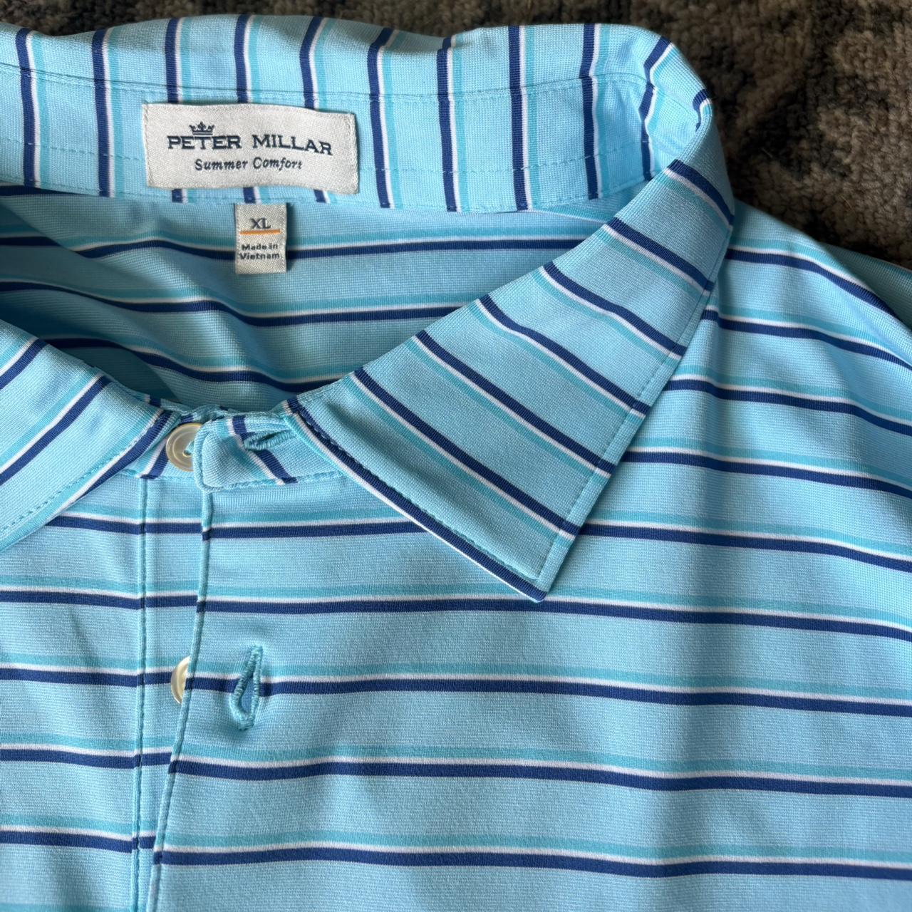 Peter Millar Striped Polo — Light Blue