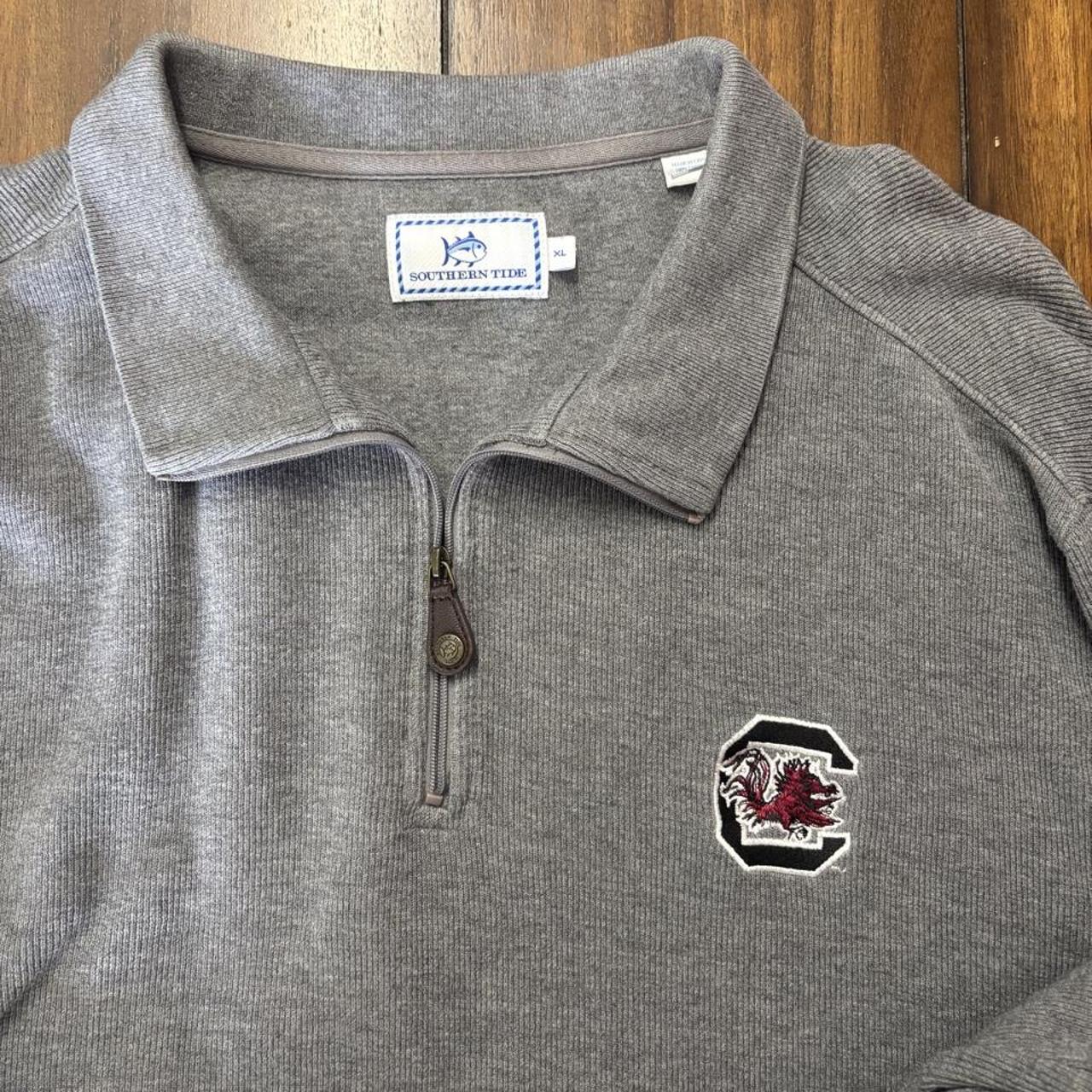Southern Tide Quarter-Zip Pullover — Grey (Gamecocks Patch)