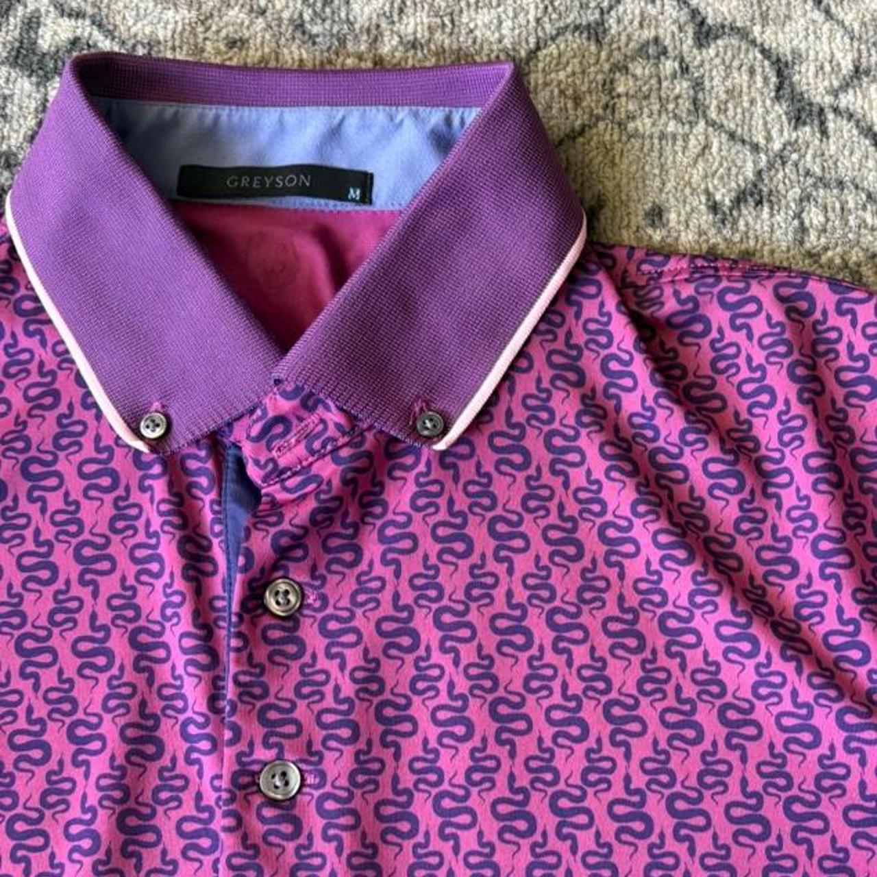 Greyson Golf Polo — Purple Geometric Print