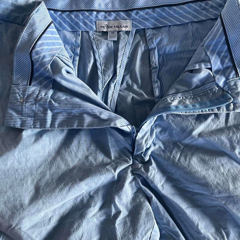 Peter Millar Shorts — Blue Striped, 35" Waist