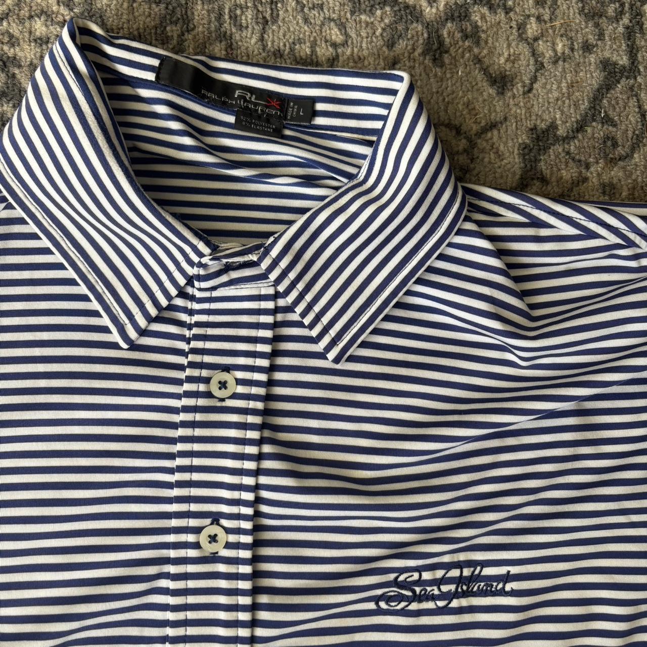 Ralph Lauren Golf Striped Polo — White & Navy